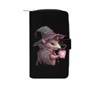 Wizard Opossum Long Purses for Women Leather Card Holder Mens Wallet Coin Purse