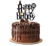 Wizard Party Cake Topper - Black Harry Potter Inspired Happy Birthday Cake Witch Decoration