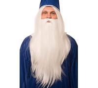 Wizard Periquecke in white in a set with white beard for men & women Magician Wizard Gandalf Merlin Carnival