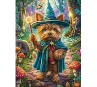 Wizard Pomeranian 300 Pieces Set Classic Jigsaw Puzzle Fantasy Animal Plant Couple Puzzle Partners Mind Relaxation Wall Decor Easter New Year Premium Cardboard 300 PCS