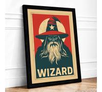 Wizard Portrait Vintage Framed Wall Art Print A3 (42×29.7cm) Black, Wall Decor for Living Room, Bedroom, Office & Home, Ready to Hang, Art Gift