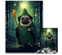 Wizard Pug Cute Pixel ArtJigsaw Puzzles 1000 Pieces for Adults Paper Jigsaw Puzzles for Adults Challenging Brain Teaser for Teenagers Family Game Night Fun 1000 PCS(38x26cm)