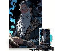 Wizard Reading Spellbook with Blue Flames 1000 Jigsaw Puzzle Mental Fun Game Seamless Fit Precise Pieces Relaxing Indoor Group Activity (38x26cm)