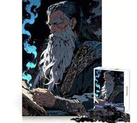 Wizard Reading Spellbook with Blue Flames 1000 Piece Jigsaws for Adults Recall Power Light Enjoyment Precise Edges Meaningful Gift (38x52cm)