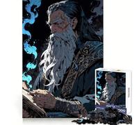 Wizard Reading Spellbook with Blue Flames Jigsaw 1000 Pieces for Teenagers Brain Agility Cozy Pastime Secure Join Ideal Xmas Gift (38x26cm)