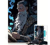 Wizard Reading Spellbook with Blue Flames Jigsaw Puzzle 1000 Piece Focus Boost Fun Advanced Laser Cutting Tech Travel-friendly Brain Game Gift (50x75cm)