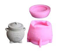 Wizard Resin Glass Moulds with Lid, Silicone Candle Cup Mould for Epoxy Resin, Candle Holder, Storage Jar, Chocolate, Baking, Witch Cauldron, Plaster Cup Mould, Silicone Kettle Mould
