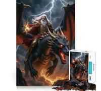 Wizard Riding A Dragon in Storm Jigsaw Puzzle1000 Pieces Thinking Skill Game Seamless Fit Precise Pieces Family Fun Night Activity (50x75cm)