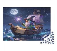 Wizard Sailing under Moonlight 1000 Piece Jigsaw Puzzle Paper for Adults Magic Night Scene Puzzle Game for Family Relaxation Focus Decor Gift 38x26cm/1000pcs