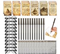 Wizard Stationery Party Gifts with 12 Gift Bags, 12 Magic Wands Pencils, 12 Notebooks, 12 Frame Glasses for Witch Birthday Party Favors Goodie Bag Fillers School Rewards Set