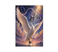 Wizard Swan Light Canvas Wall Art, Atmospheric Fantasy Studio