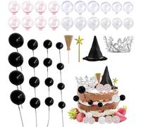 Wizard Theme Cake Topper, 44 Pcs Wizard Hat Princess Crown Broom Star Wand Balloon Birthday Cake Topper Decoration, Balloon Cake Toppers, Wizard Theme Party Supplies for Birthday Party Cake Decoration
