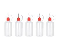 Wizard Vapes 5 x Empty Plastic Squeezable Liquid Dropper Filling Bottles E-Juice Quiling Oil Needle Tip LDPE (Red, 50ml)