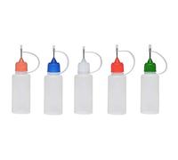 Wizard Vapes 5 x Empty Plastic Squeezable Liquid Dropper Filling Bottles E-Juice Quiling Oil Needle Tip LDPE (Multi Coloured, 10ml)