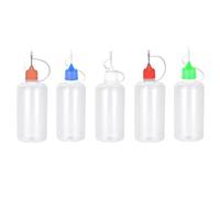 Wizard Vapes 5 x Empty Plastic Squeezable Liquid Dropper Filling Bottles E-Juice Quiling Oil Needle Tip LDPE (Multi Coloured, 50ml)