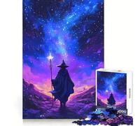Wizard Walking Under A Star-Filled Sky with Glowing Staff 1000 Piece Jigsaw Puzzles for Teenagers Jigsaw Brain Activity Time Well Spent Neat Edges (38x26cm)