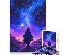 Wizard Walking Under A Star-Filled Sky with Glowing Staff Teenager Jigsaw Puzzles 1000 Pieces Memory Power Soothing Hobby Seamless Fit Cozy Xmas Gift (50x75cm)