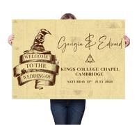 Wizard Wedding Welcome Sign, Harry Boy Who Lived Potter Welcome to The Wedding, Magical Welcome Sign Banner, Decoration (Canvas A2)