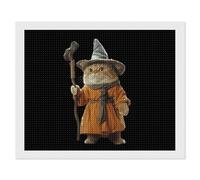 Wizard Weird Halloween Cat Funny Diamond Art Kits for Adults Round Full Drill Picture Home Wall Decor
