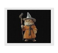 Wizard Weird Halloween Cat Funny Diamond Art Kits for Adults Round Full Drill Picture Home Wall Decor