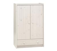 Wizard White Wash Pine 1 Drawer Double Wardrobe (H)1232mm (W)790mm (D)536mm