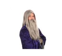 Wizard Wig And Beard Long Grey Costume Set Fancy Dress Cosplay Adult