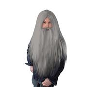 Wizard Wig and Beard Set Long Grey Fancy Dress Costume Hair & Beard for Halloween & Cosplay