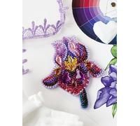 Wizardi Bead Embroidery Decoration Kit - Amethyst iris. Colorful Beads, Beading Needles. DIY Kit. Embroidery for Beginners. Home Decor. AD-200 Abris Art