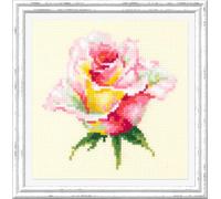 Wizardi Counted Cross-Stitch Kit Blooming Rose 150-004 Magic Needle. Stitch Decor Needle Punch Kits for Adults