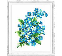Wizardi Counted Cross-Stitch Kit Forget-me-Nots 28-06 Magic Needle