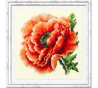 Wizardi Counted Cross-Stitch Kit Poppy 150-012 Magic Needle. Stitch Decor Needle Punch Kits for Adults