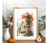 Wizardi Counted Cross-Stitch Kit - Quiet September 70-41 Magic Needle. Stitch Decor Needle Punch Kits for Adults