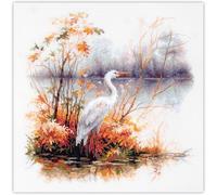 Wizardi Counted Cross-Stitch Kit - White Heron 70-09 Magic Needle. Stitch Decor Needle Punch Kits for Adults