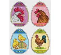 Wizardi Counted Cross Stitch kit with Plastic Canvas "Easter Eggs" Set of 4 Designs 7677 Orchidea