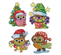 Wizardi Counted Cross Stitch kit with Plastic Canvas "Owl" Set of 4 Designs 7651 Orchidea