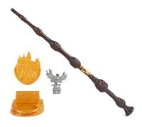 Wizarding World Harry Potter Authentic Albus Dumbledore Plastic Wand with Hogwarts Holder 12 Inch Toy for Ages 14 and Up Fan Merchandise Gold