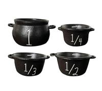 Wizards Kitchen Measuring Cup Set, Mini Witch Cauldron Set, 4 Pieces Stackable Nesting Measure with Handle, Black Cauldrons Candy Bowl/Holder, Halloween Party Decor Favors
