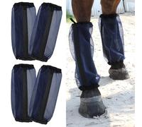 Wizbrio All-Purpose Fine Mesh Horse Fly Boots Breathable Anti-Fly Leggings with Sturdy Support Strips Reduce Annoying Stomping & 360°Leg Protection Durable Easy-Clean Material 4-Pack Dark Blue