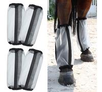 Wizbrio All-Purpose Fine Mesh Horse Fly Boots Breathable Anti-Fly Leggings with Sturdy Support Strips Reduce Annoying Stomping & 360°Leg Protection Durable Easy-Clean Material 4-Pack Light Grey