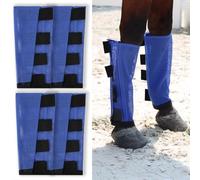 Wizbrio Premium 4-Pack Horse Fly Boots & Leggings Loose-Fit Fine Mesh with Stay-On Fasteners, Support Strips & Anti-Stomp Design Breathable Non-Slip Protection Leg Wrap (Large) Royal Blue