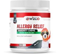Wizco Itch & Immunity Treats for Dogs - 150 Chews | Allergy Relief, Anti-Itch Support, Skin & Coat Health | Suitable for All Breeds & Sizes (Salmon)