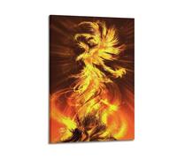 WIZIGM Animal Abstract Flame Texture Phoenix Poster Modern Wall Art Canvas Aesthetic Decoration Painting 08x12inch(20x30cm) Frame-style