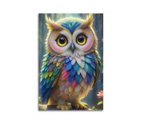 WIZIGM Animal Adorable Colorful Feathered Owl Poster Modern Wall Art Canvas Aesthetic Decoration Painting 12x18inch(30x45cm) Unframe-style
