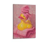WIZIGM Animal Bath Towel Duck Poster Modern Wall Art Canvas Aesthetic Decoration Painting 12x18inch(30x45cm) Frame-style