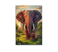 WIZIGM Animal Elephant Taking Steps in Gorgeous Attire in The Jungle Poster Modern Wall Art Canvas Aesthetic Decoration Painting 12x18inch(30x45cm) Unframe-style