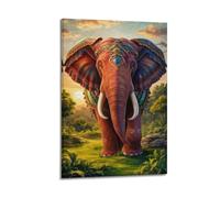 WIZIGM Animal Elephant Taking Steps in Gorgeous Attire in The Jungle Poster Modern Wall Art Canvas Aesthetic Decoration Painting 08x12inch(20x30cm) Frame-style