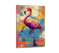 WIZIGM Animal Flamingo Poster Modern Wall Art Canvas Aesthetic Decoration Painting 24x36inch(60x90cm) Frame-style