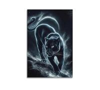 WIZIGM Animal Glowing Black Panther Stalking Under The Stars Poster Modern Wall Art Canvas Aesthetic Decoration Painting 20x30inch(50x75cm) Unframe-style
