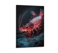 WIZIGM Animal Lurking Shrimp in The Seabed Environment Poster Modern Wall Art Canvas Aesthetic Decoration Painting 20x30inch(50x75cm) Frame-style