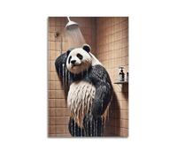 WIZIGM Animal Poster A Smiling Panda Taking A Bath in The Bathroom Poster Modern Wall Art Canvas Aesthetic Decoration Painting 16x24inch(40x60cm) Unframe-style